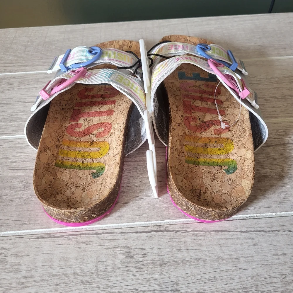 Justice Girls Slip On Footbed Sandals Slides Size 2 New‎